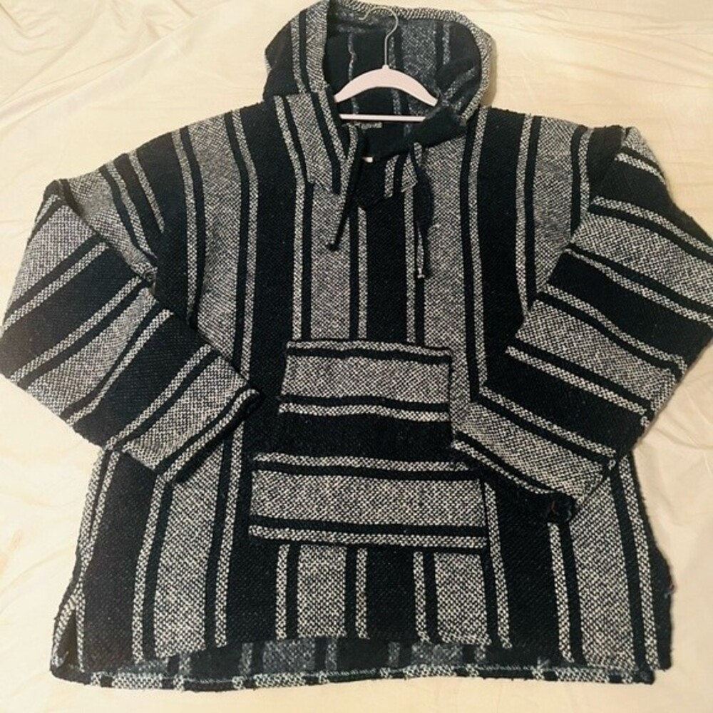 Handmade Mexican Baja Hoodie Poncho/ Unisex